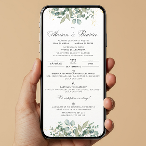 Invitatie Nunta Greenery Harmony, Format Digital