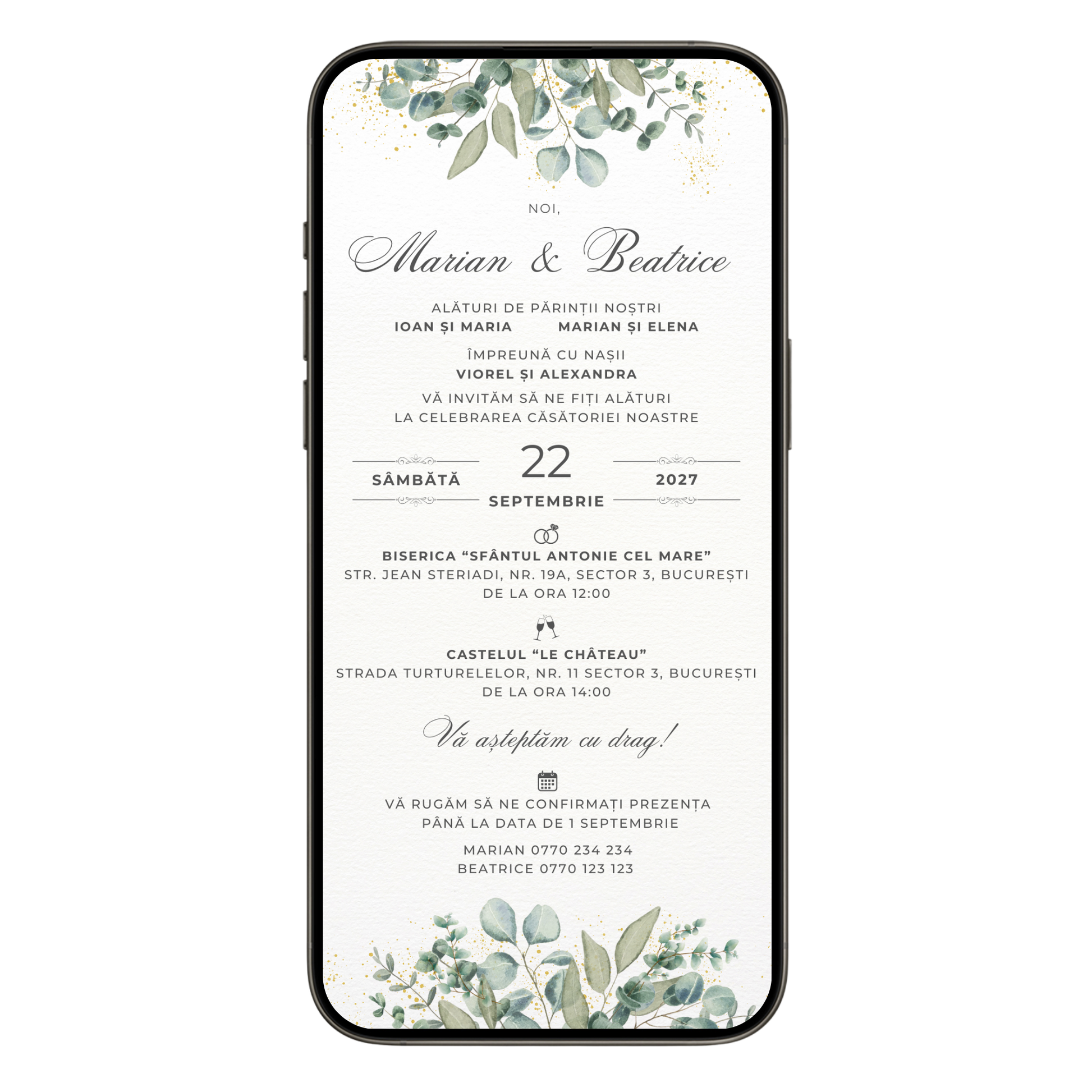 Invitatie Nunta Greenery Harmony, Format Digital