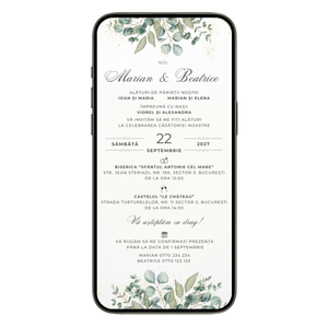 Invitatie Nunta Greenery Harmony, Format Digital