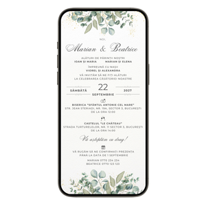 Invitatie Cununie Civila Greenery Harmony, Format Digital
