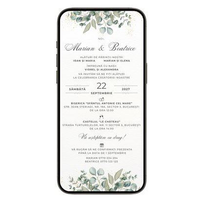 Invitatie Cununie Civila Greenery Harmony, Format Digital