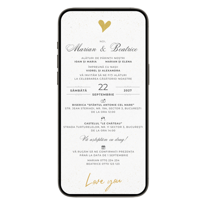 Invitatie Cununie Civila I Love You, Format Digital