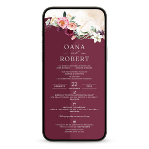 Invitatie Nunta Imperial Bloom, Format Digital-BalloonEvents.ro