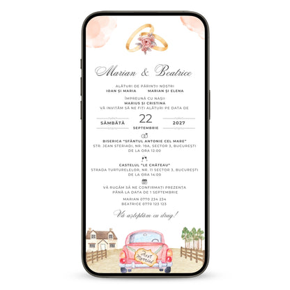 Invitatie Nunta Just Married, Format Digital-BalloonEvents.ro