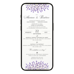 Invitatie Nunta Lavender Beauty, Format Digital