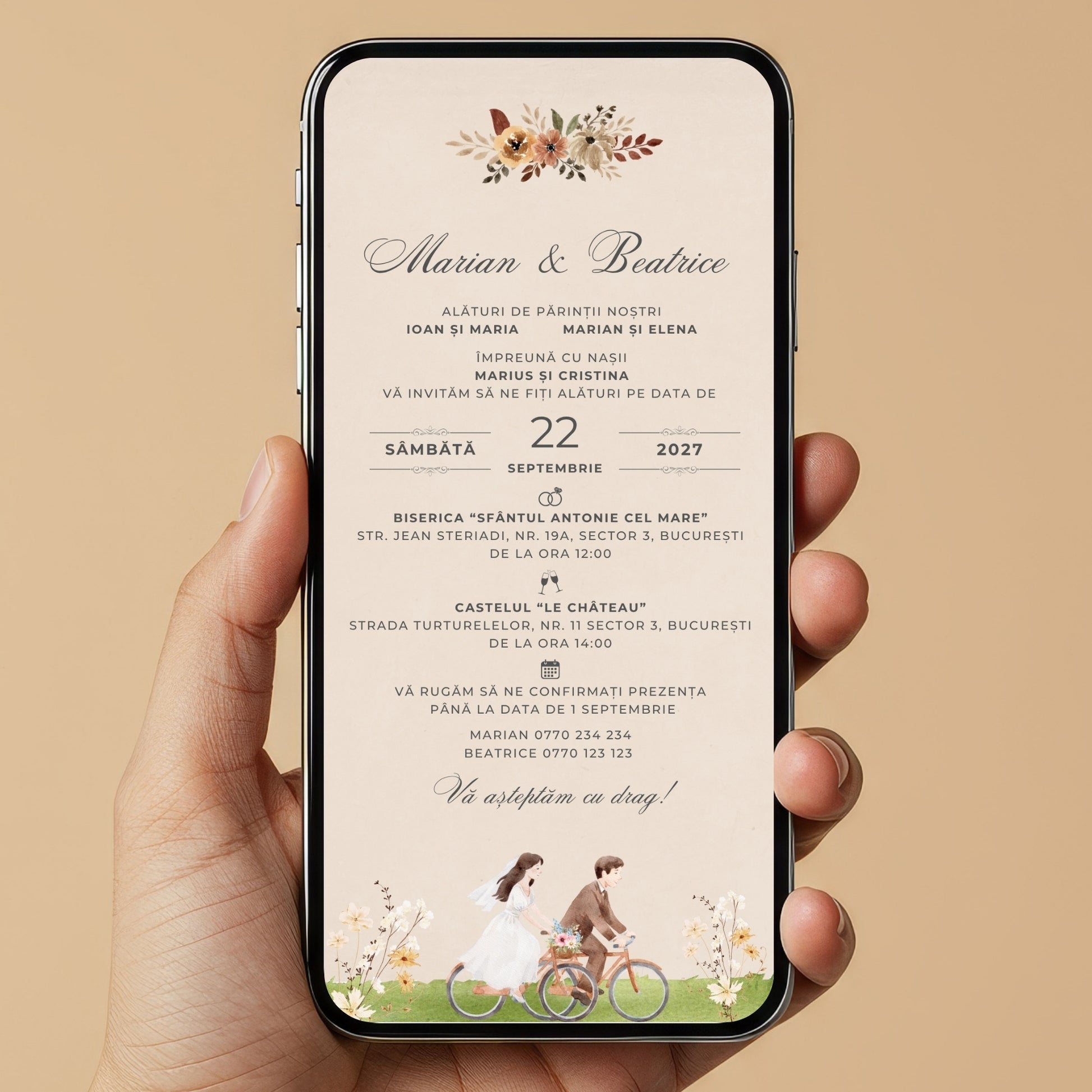 Invitatie Nunta Love Bloom, Format Digital-BalloonEvents.ro