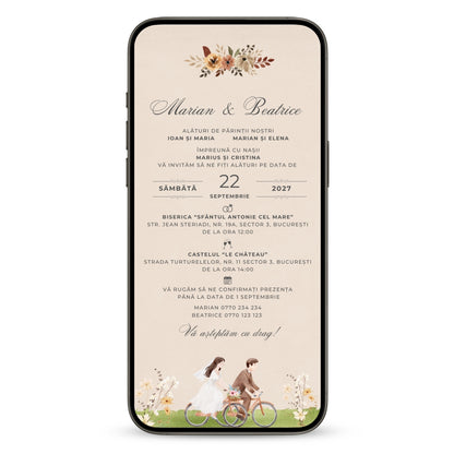 Invitatie Nunta Love Bloom, Format Digital-BalloonEvents.ro