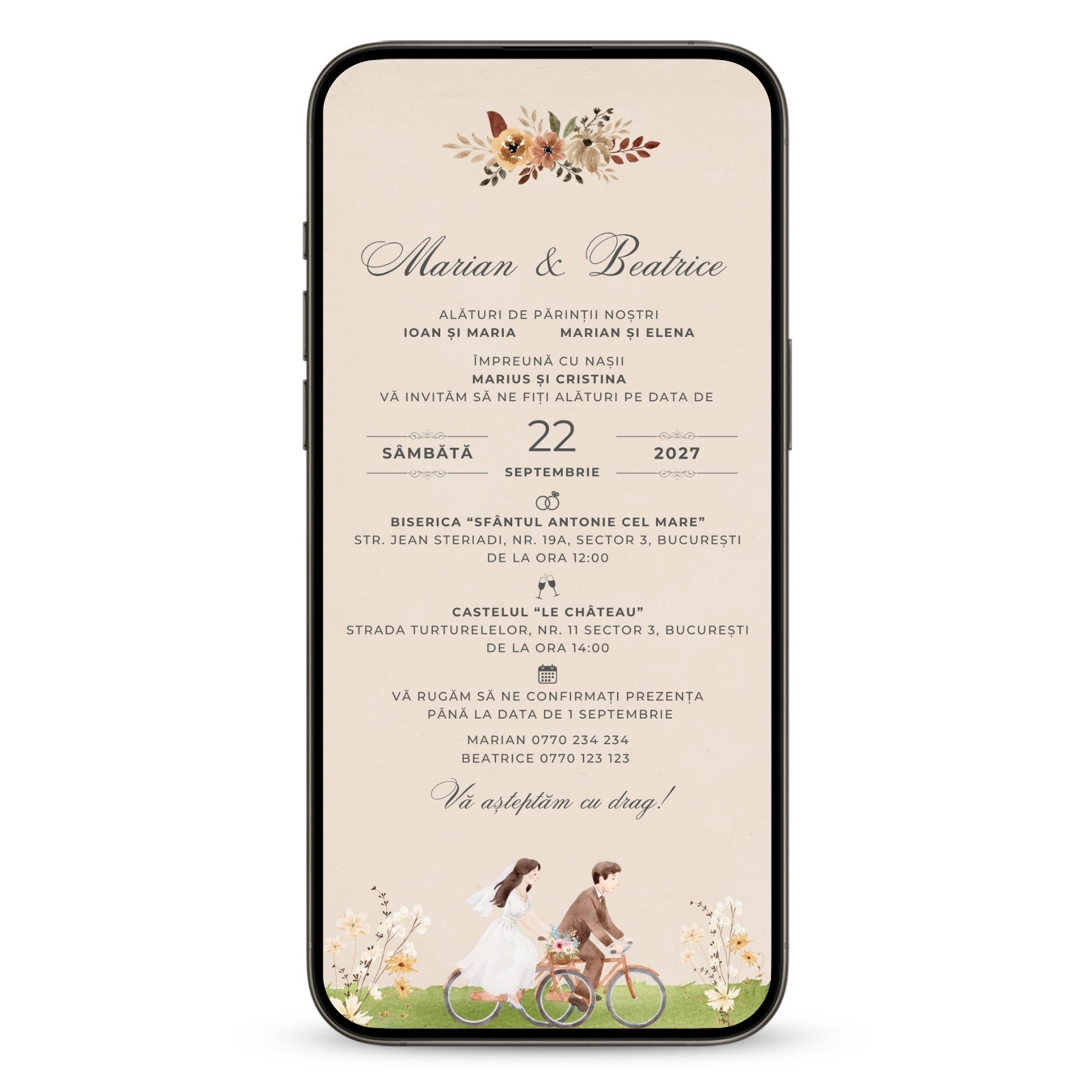 Invitatie Nunta Love Bloom, Format Digital-BalloonEvents.ro