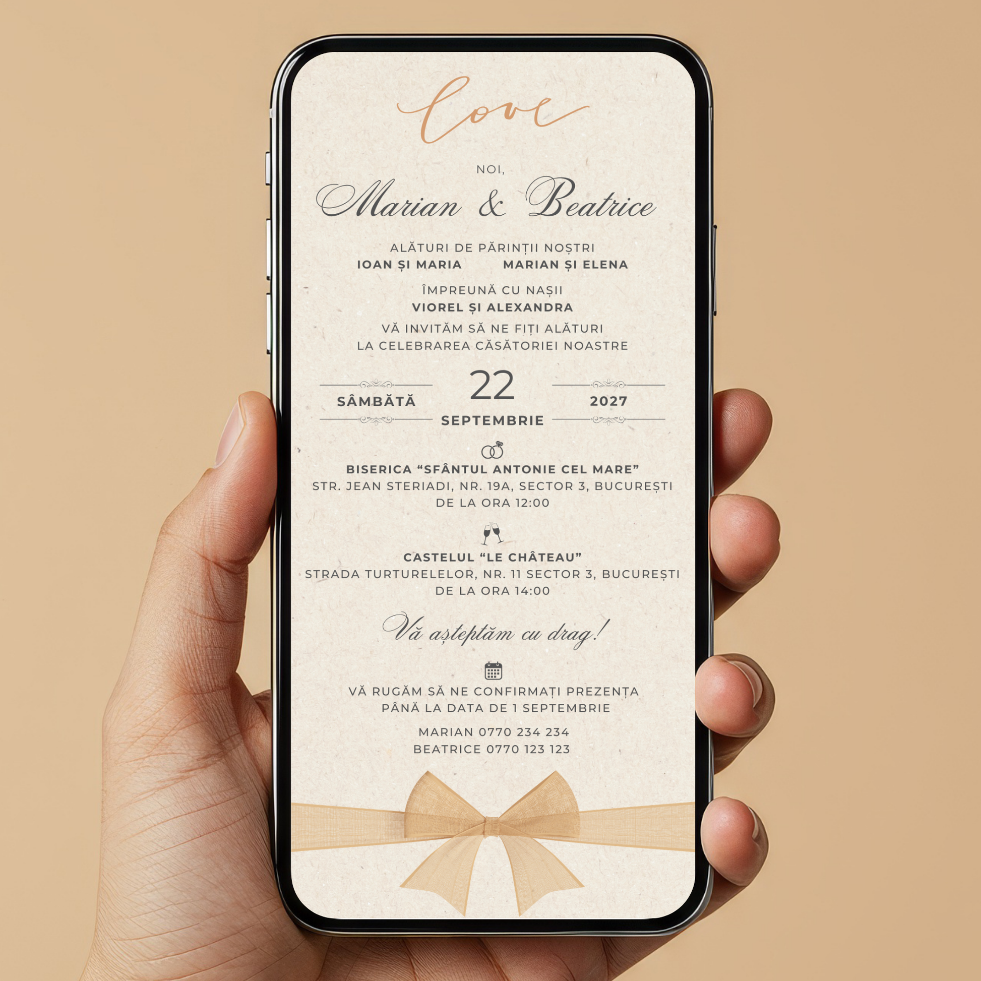Invitatie Nunta Love Me, Format Digital