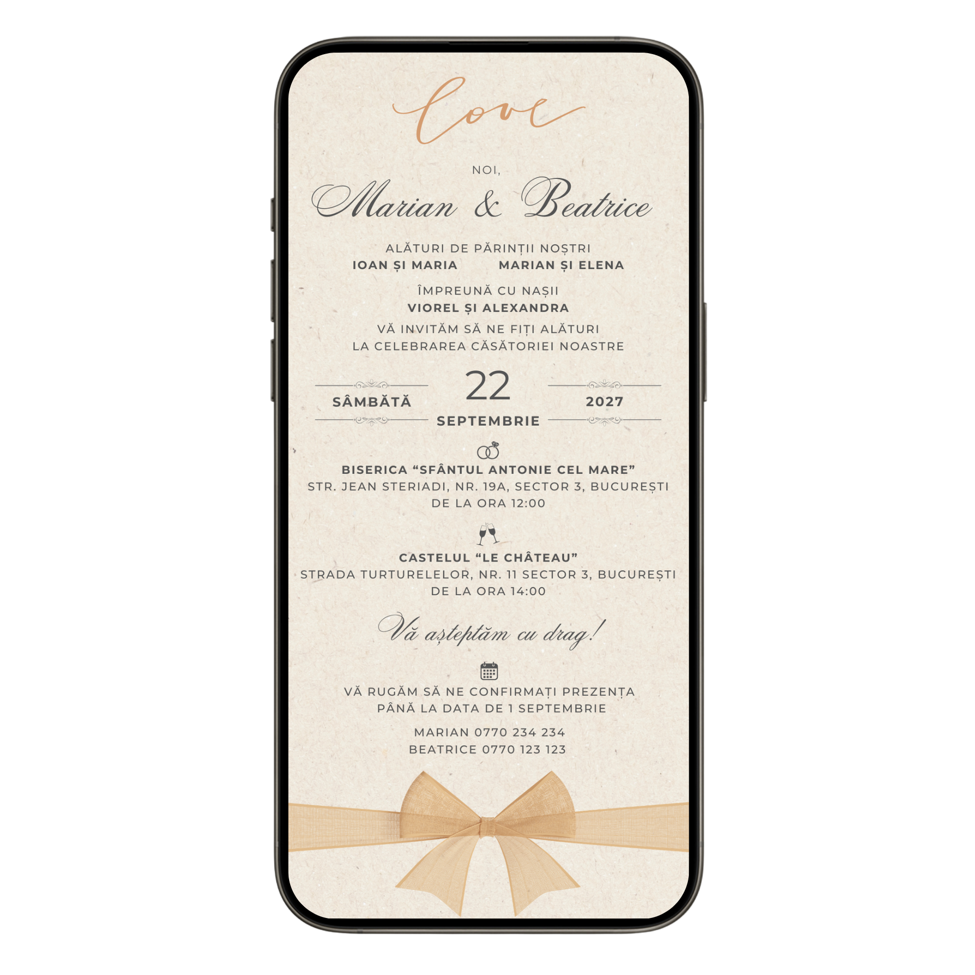 Invitatie Nunta Love Me, Format Digital