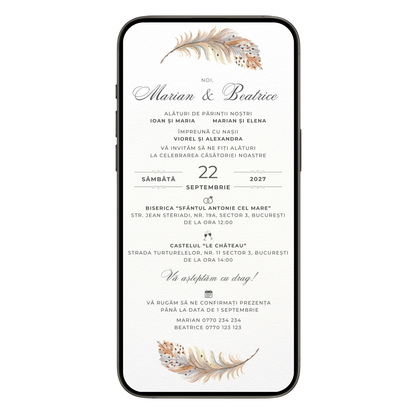 Invitatie Nunta Loving Care, Format Digital