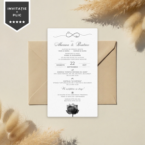 Invitatie Nunta Minimalist Flower, Format Digital