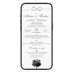 Invitatie Nunta Minimalist Flower, Format Digital