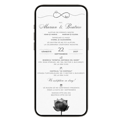 Invitatie Nunta Minimalist Flower, Format Digital