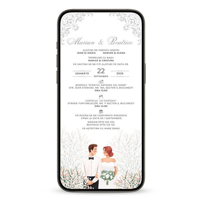 Invitatie Nunta Minimalist, Format Digital-BalloonEvents.ro