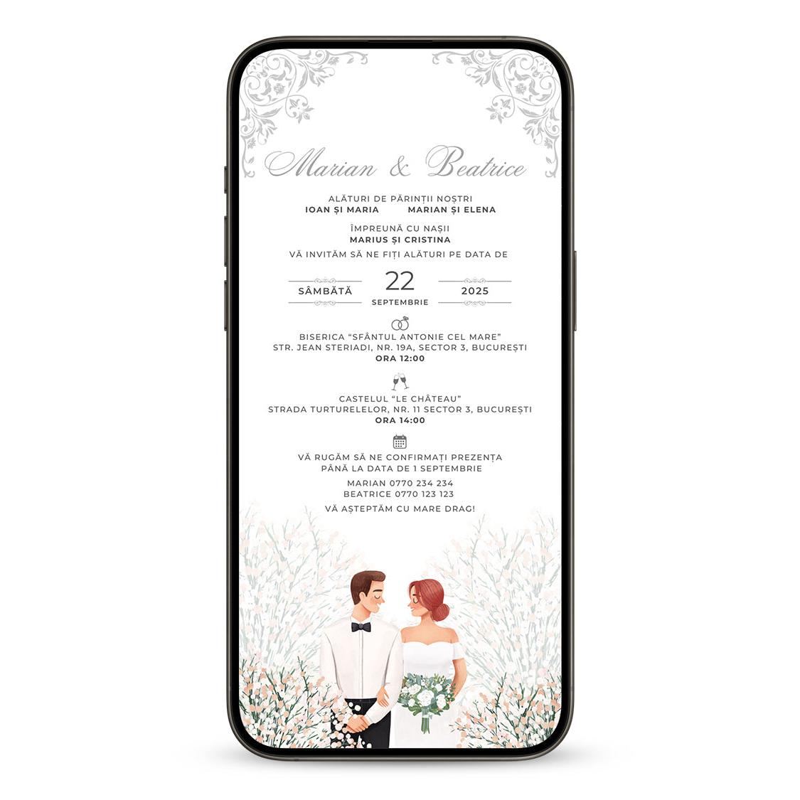 Invitatie Nunta Minimalist, Format Digital-BalloonEvents.ro