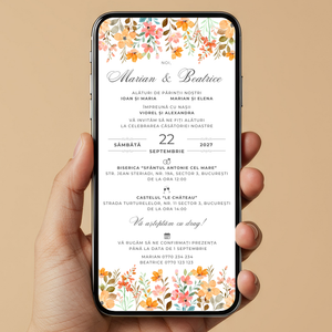 Invitatie Nunta Multicolor Flowers, Format Digital