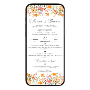 Invitatie Nunta Multicolor Flowers, Format Digital