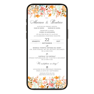 Invitatie Cununie Civila Multicolor Flowers, Format Digital