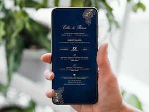 Invitatie Nunta Navy Blue, Format Digital