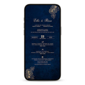 Invitatie Nunta Navy Blue, Format Digital-BalloonEvents.ro
