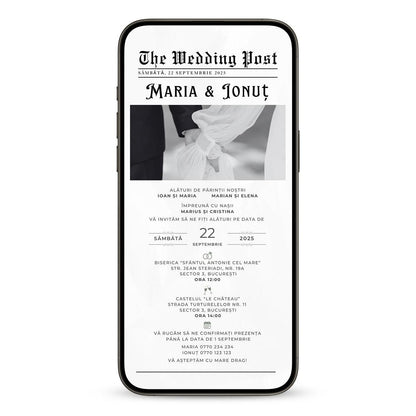 Invitatie Nunta Newspaper, Format Digital