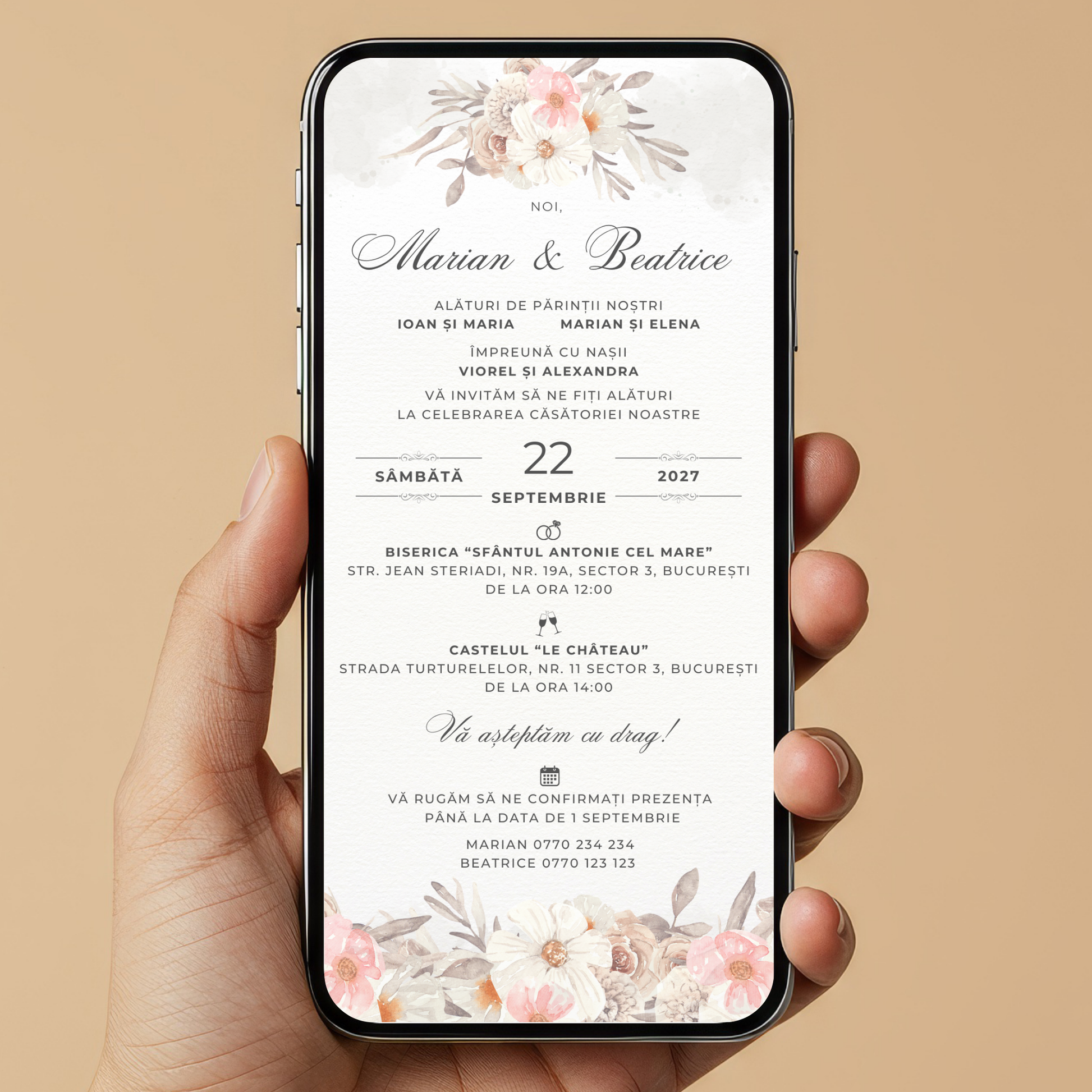 Invitatie Nunta Pastel Moments, Format Digital