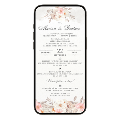Invitatie Cununie Civila Pastel Moments, Format Digital