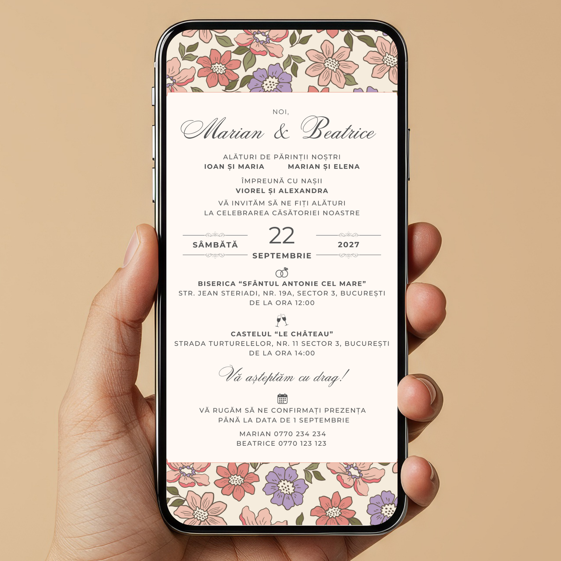 Invitatie Nunta Retro 1980, Format Digital