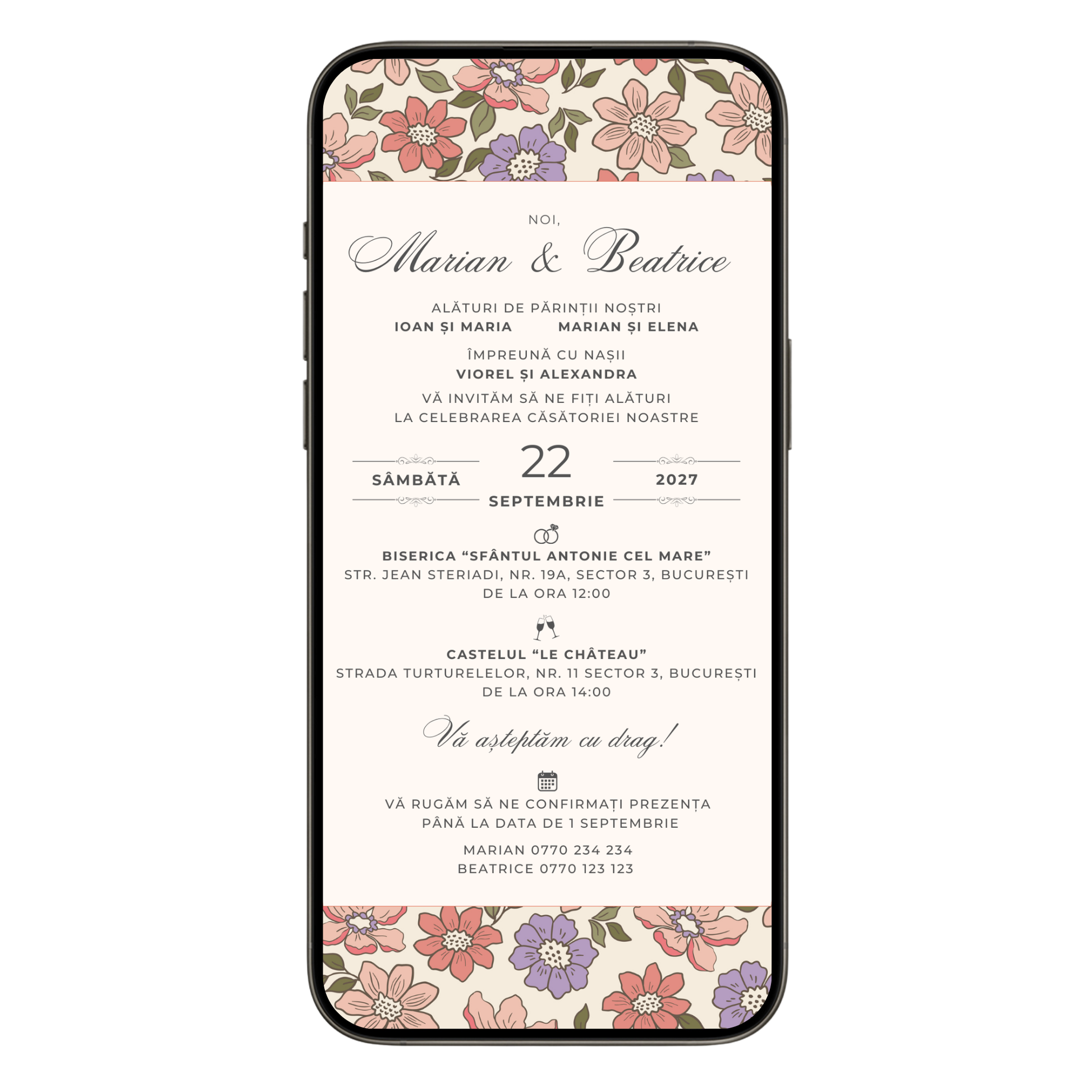 Invitatie Nunta Retro 1980, Format Digital