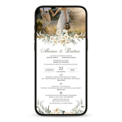 Invitatie Cununie Civila Retro, Format Digital