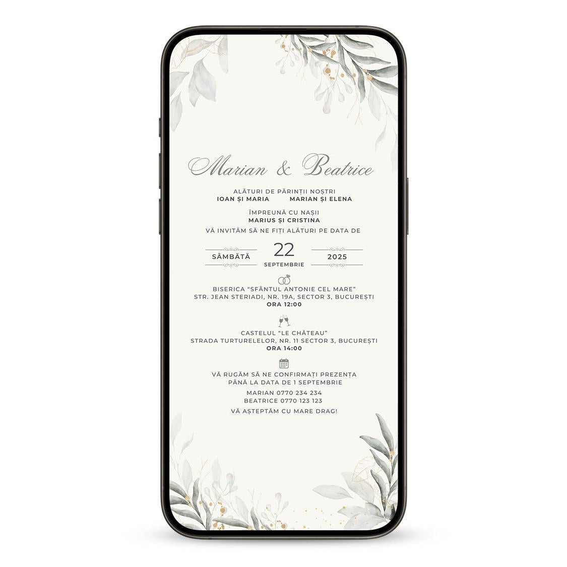 Invitatie Nunta Retro Green, Format Digital-BalloonEvents.ro