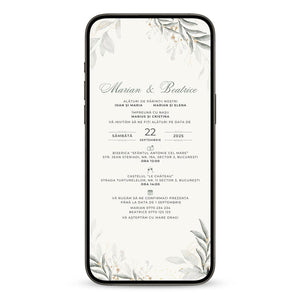 Invitatie Nunta Retro Green, Format Digital-BalloonEvents.ro