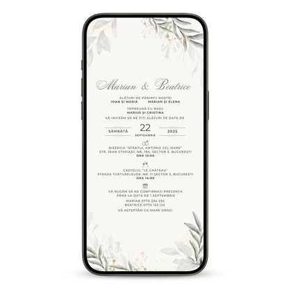 Invitatie Nunta Retro Green, Format Digital-BalloonEvents.ro