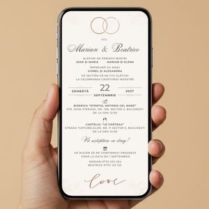 Invitatie Nunta Rings Minimalist, Format Digital