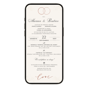 Invitatie Nunta Rings Minimalist, Format Digital
