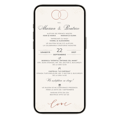 Invitatie Nunta Rings Minimalist, Format Digital