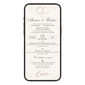 Invitatie Cununie Civila Rings Minimalist, Format Digital
