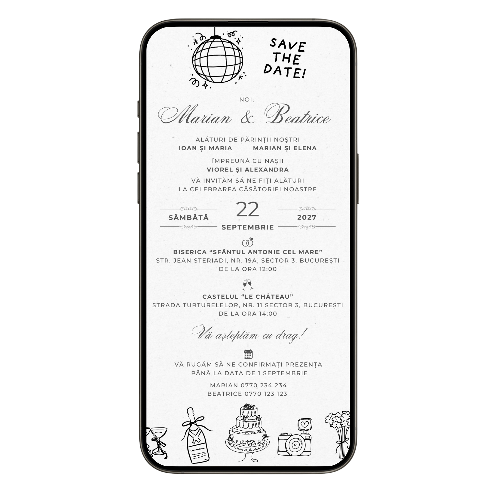 Invitatie Nunta Save the Date, Format Digital