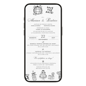 Invitatie Nunta Save the Date, Format Digital