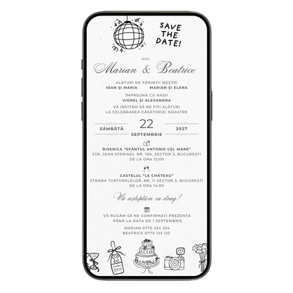 Invitatie Nunta Save the Date, Format Digital
