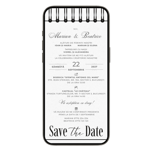 Invitatie Nunta Save the Date Notes, Format Digital