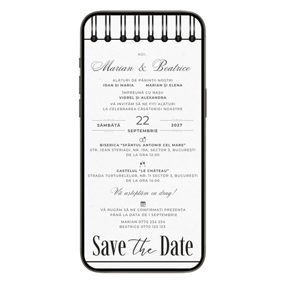 Invitatie Nunta Save the Date Notes, Format Digital