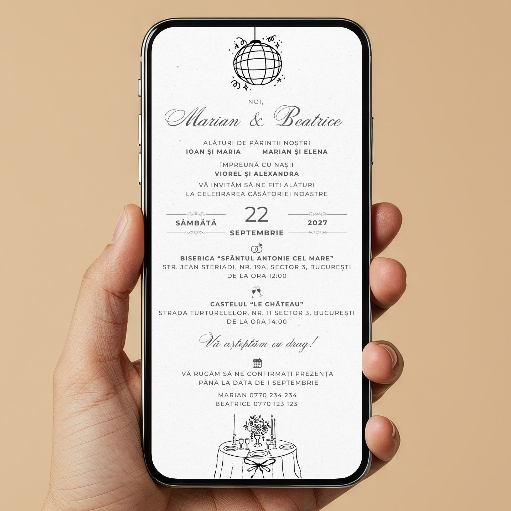 Invitatie Nunta Simple Family Life, Format Digital