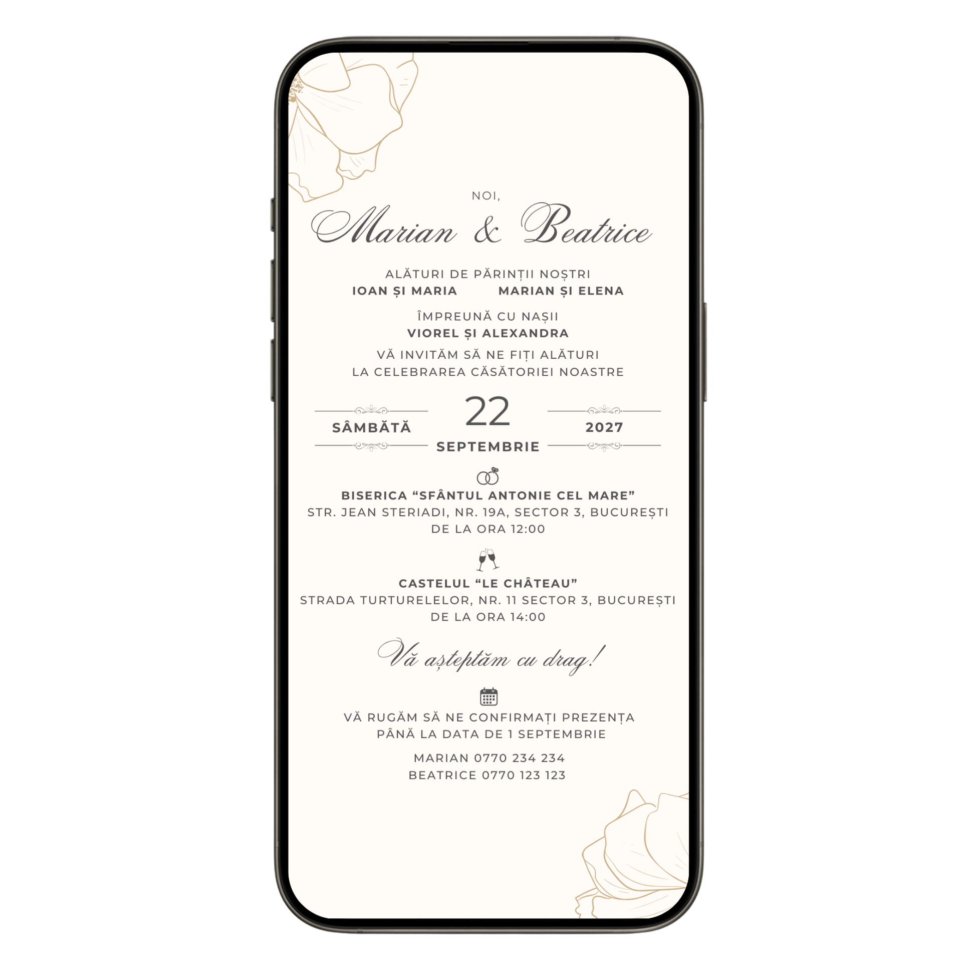 Invitatie Nunta Special Moments, Format Digital