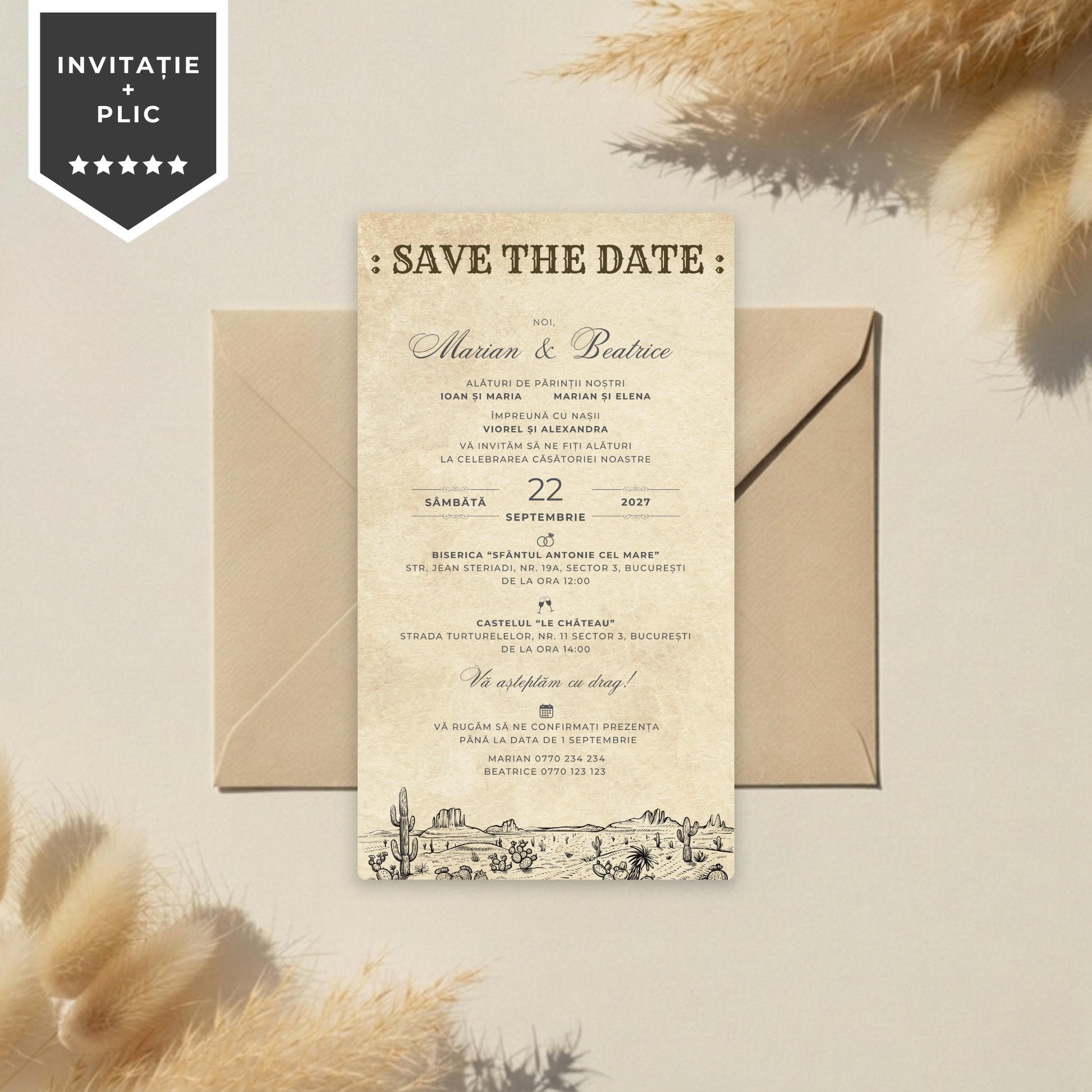 Invitatie Nunta Texas Wedding, Format Digital