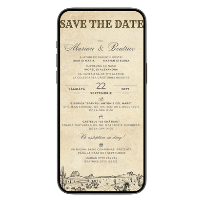 Invitatie Nunta Texas Wedding, Format Digital
