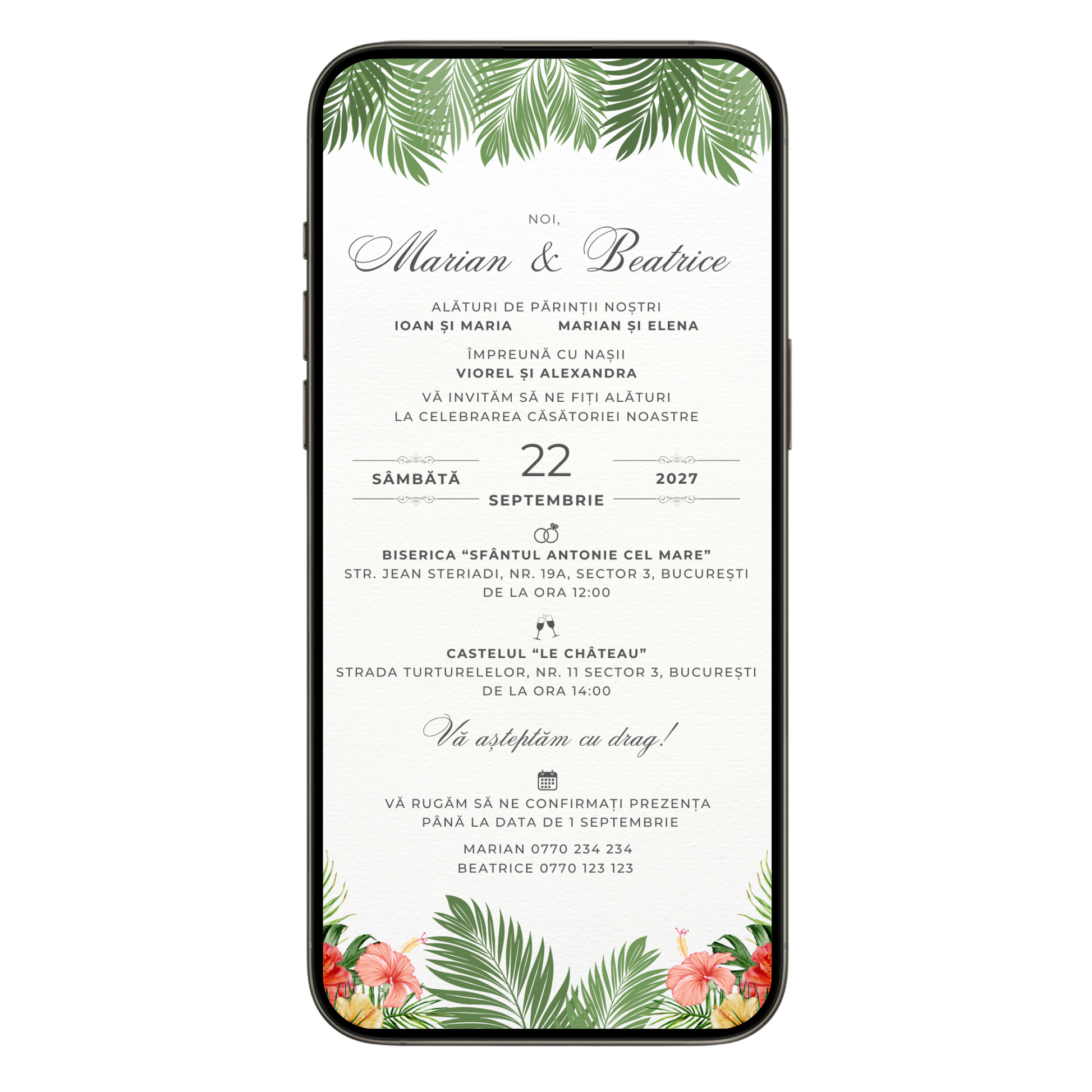 Invitatie Nunta Tropical Life, Format Digital