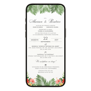 Invitatie Nunta Tropical Life, Format Digital