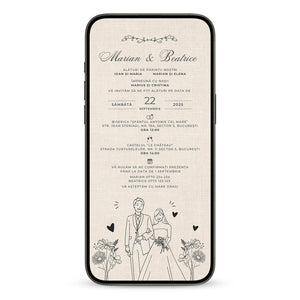 Invitatie Cununie Civila Vintage, Format Digital